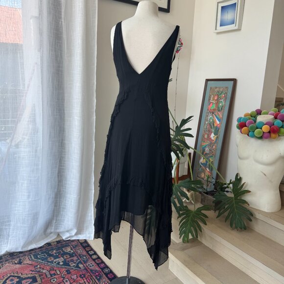 Elizabeth and James Black Silk Dress 4 - Picture 4 of 11